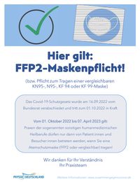FFP2-Maskenpflicht Plakat
